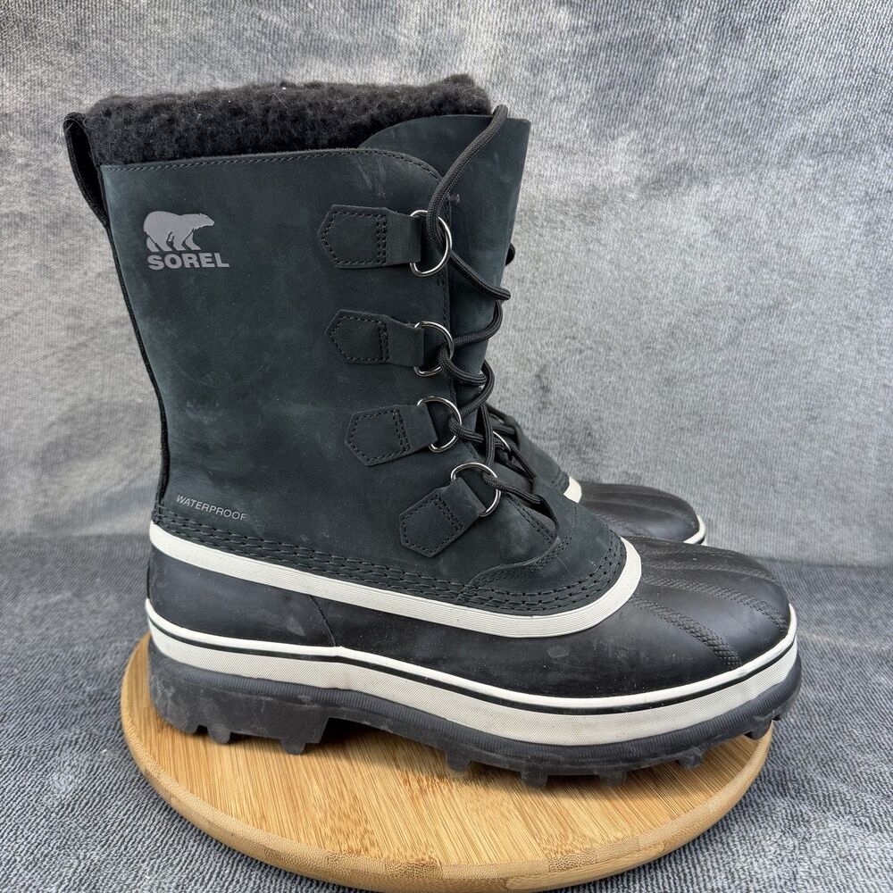 Sorel Boots Mens Size 9 Black Nubuck Waterproof Insulated Snow Winter NM1000-016
